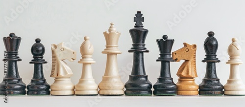 Chess pieces on a white sur...