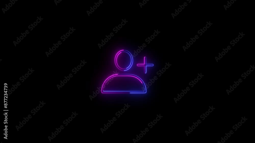 Abstract contuct man icon ,neon sing glowing colour animation on black background. Abstract contuct man icon ,neon sing glowing colour animation on black background.
