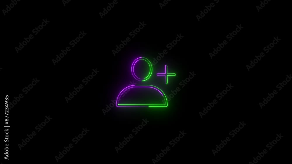 Abstract contuct man icon ,neon sing glowing colour animation on black background. Abstract contuct man icon ,neon sing glowing colour animation on black background.