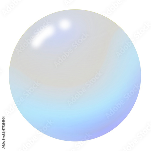 A gradient of purple, blue yellow and white crystal ball likes a pearl.