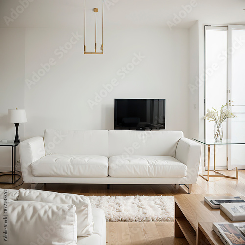 modern living room interior design with white sofa