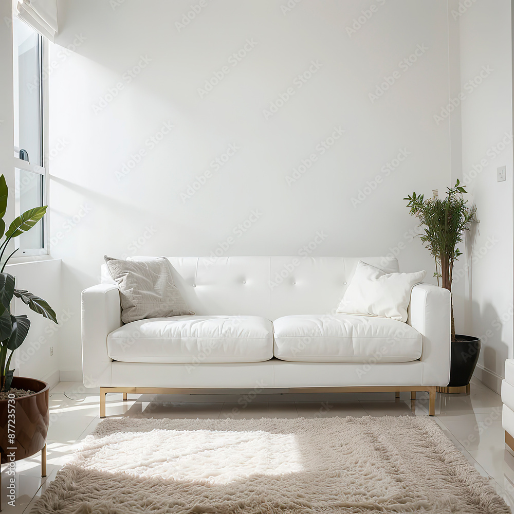 Fototapeta premium modern living room interior design with white sofa