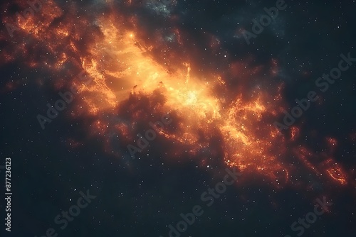 Captivating Cosmic Nebula   Vibrant Interstellar Beauty Illuminating the Galactic Expanse © kiatipol