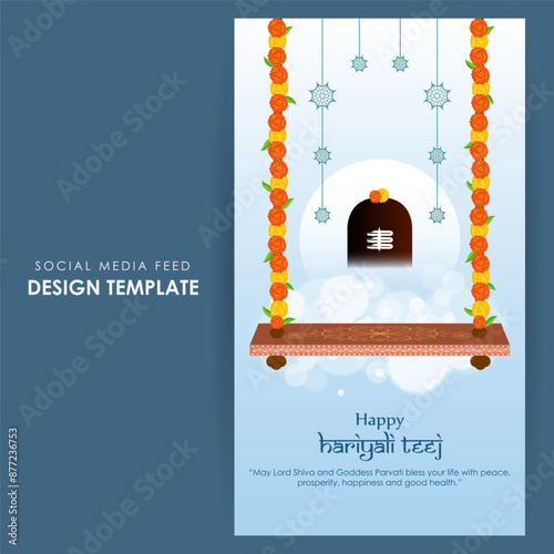 Vector illustration of Happy Hariyali Teej social media feed template photo