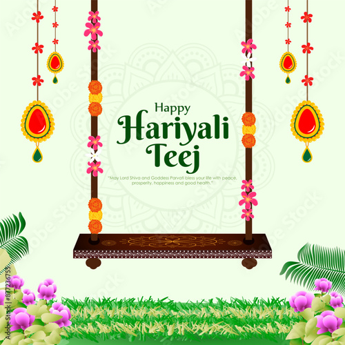 Vector illustration of Happy Hariyali Teej social media feed template