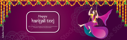 Vector illustration of Happy Hariyali Teej social media feed template