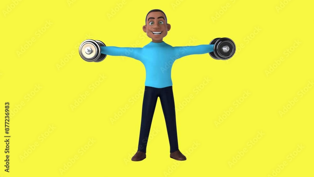 Fun 3D cartoon man lifting weights (with alpha channel included) Fun 3D cartoon man lifting weights (with alpha channel included)