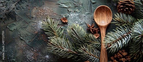 Rustic wooden spoon on a pi...