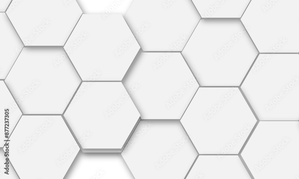 Luxury white and grey hexagonal abstract background with shadow. Geometric 3d texture illustration. Abstract hexagonal concept technology, banner and wallpaper background. Luxury white and grey hexagonal abstract background with shadow. Geometric 3d texture illustration. Abstract hexagonal concept technology, banner and wallpaper background.