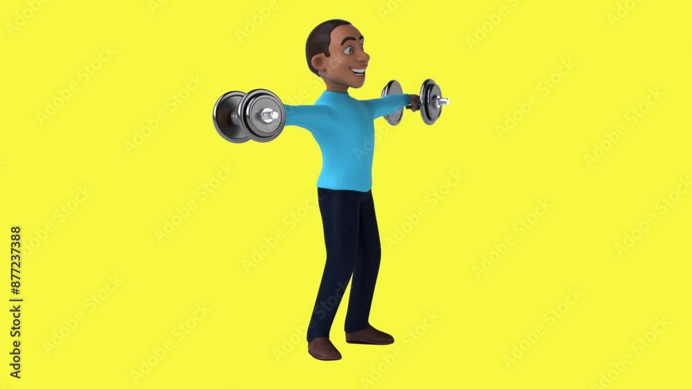 Fun 3D cartoon man lifting weights (with alpha channel included) Fun 3D cartoon man lifting weights (with alpha channel included)