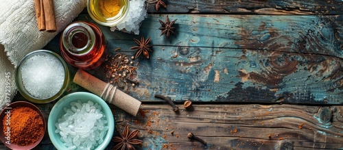 Arranged ingredients and sp...