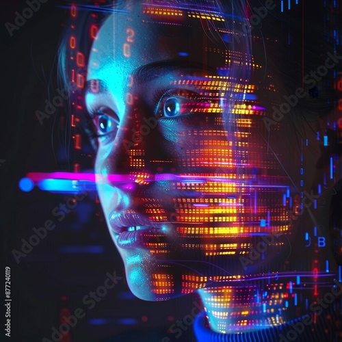 Experience Futuristic AI Text-to-Image Generation: Witness Prompts Transform into Vibrant Neon Scenes Featuring a Space Girl. Perfect for Tech Enthusiasts and Digital Artists. High-Definition AI-Gener