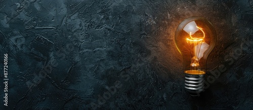 A light bulb on a black off...