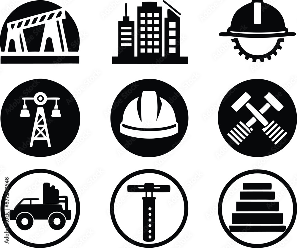 Set of construction icon illustration. insurance, labour, maintenance, electrician Set of construction icon illustration. insurance, labour, maintenance, electrician