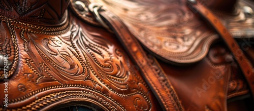 Close up brown cowboy desig...