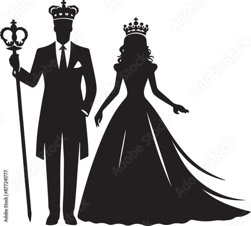 king and queen  silhouette vector Art Illustration Design Print