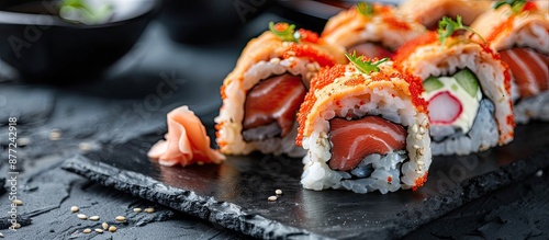 A delicious sushi roll feat...