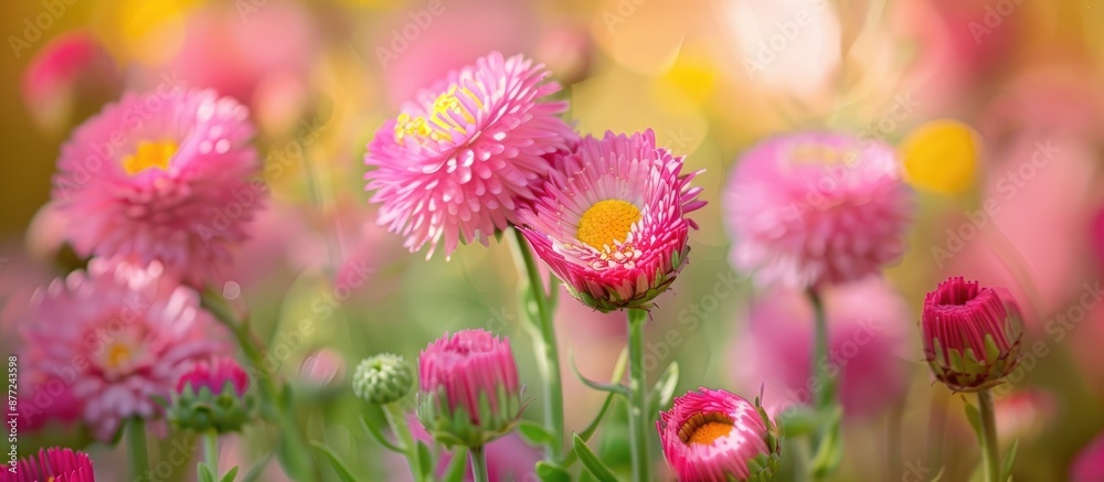 Australian Rhodanthe Asteraceae known as pink paper daisies creates a spring backdrop with Australian everlasting daisies and strawflowers in a copy space image Australian Rhodanthe Asteraceae known as pink paper daisies creates a spring backdrop with Australian everlasting daisies and strawflowers in a copy space image