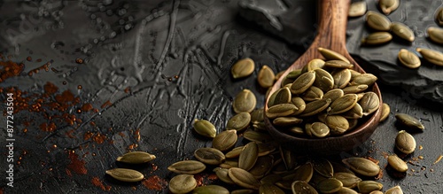 Pumpkin seeds are scattered...