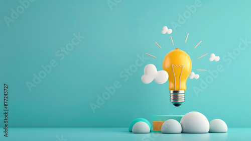 Creative thinkers at work with lightbulb moment in flat design concept.