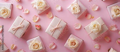Pastel colored gift boxes a...
