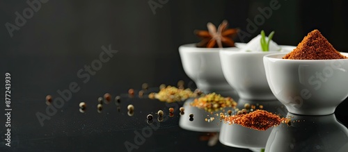 Indian spices in small whit...