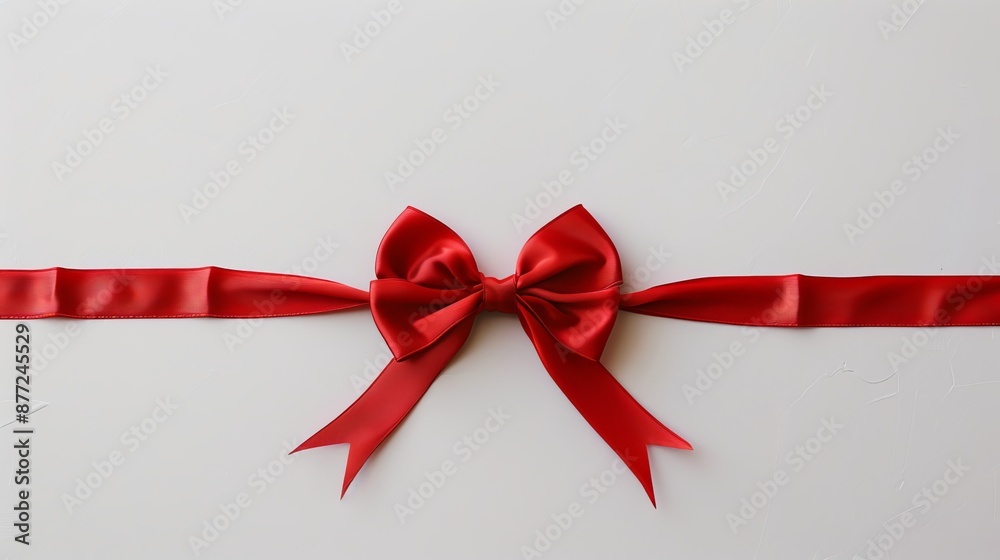 red satin ribbon bow on white background - festive decoration for gift wrapping. red satin ribbon bow on white background - festive decoration for gift wrapping.