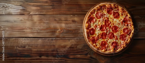 Delicious pizza displayed o...