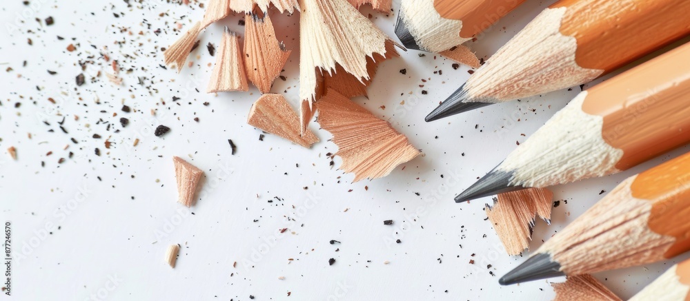 White paper covered in pencil sharpener shavings makes for a fitting back to school scene with clear copy space image White paper covered in pencil sharpener shavings makes for a fitting back to school scene with clear copy space image