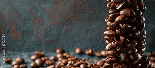 Stack of roasted coffee bea...