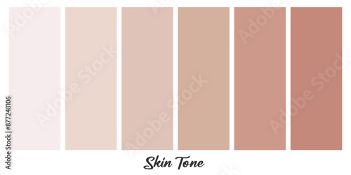 Human skin tone color palette set isolated on white background. Creative vector illustration.