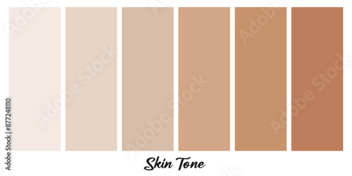 Creative vector illustration of human skin tone color palette set isolated on transparent background.