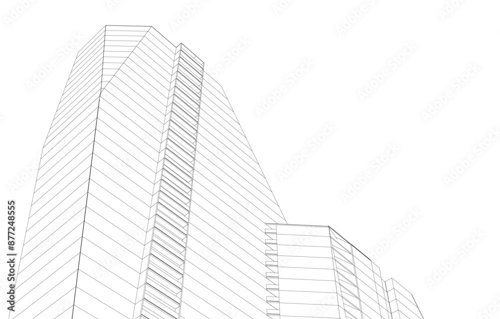 Modern architecture. Building concept sketch.