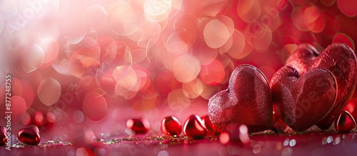 Red hearts on a Valentine s...