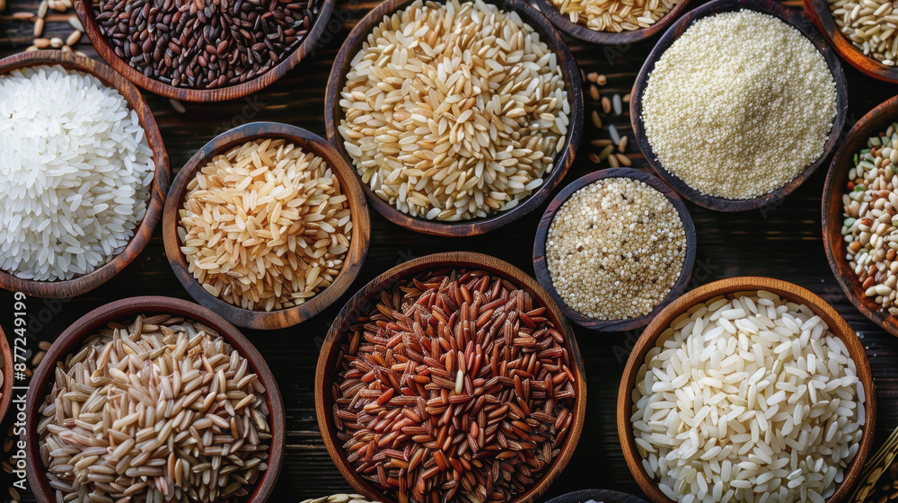 World Rice Day. rice harvesting. a handful of rice World Rice Day. rice harvesting. a handful of rice