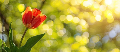A tulip set against a brigh...