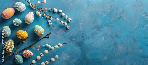 Top view of a blue backgrou...