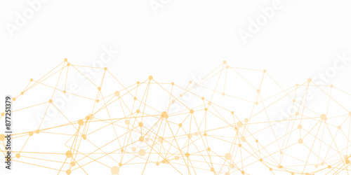 Technology abstract yellow digital background of points and lines. Connection science background Mesh. Abstract backgrounds of molecules light yellow lines digital technology concept network connect