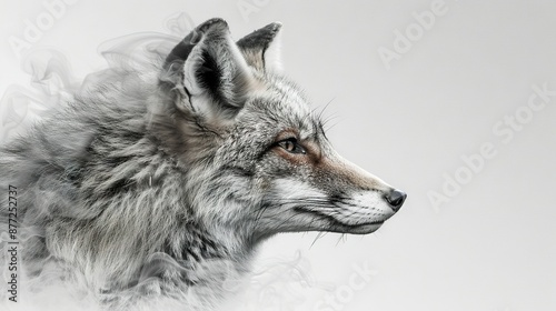 Wallpaper Mural   A wolf's face in sharp focus, with smoke trailing behind Torontodigital.ca