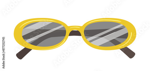 Trendy modern summer sunglasses with oval shape plastic frame vector illustration isolated on white