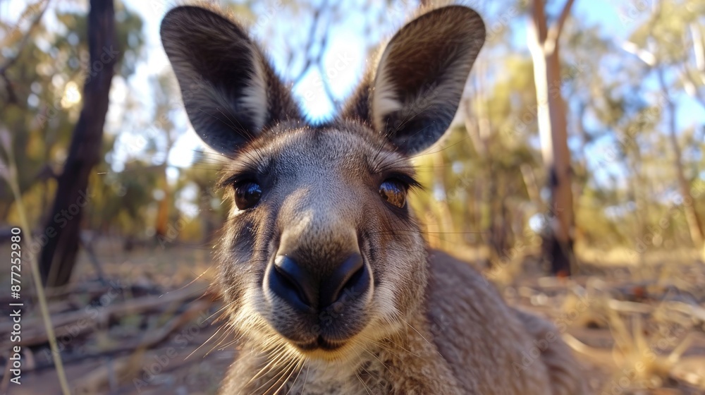Fototapeta premium Wallaby Kangaroo in Outback Camera Stare