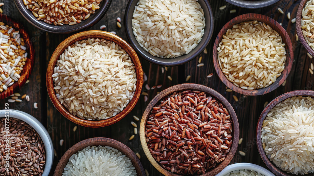 World Rice Day. rice harvesting. a handful of rice World Rice Day. rice harvesting. a handful of rice
