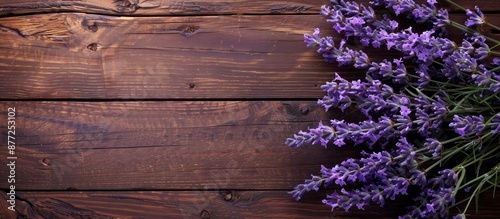 Lavender flowers on a woode...