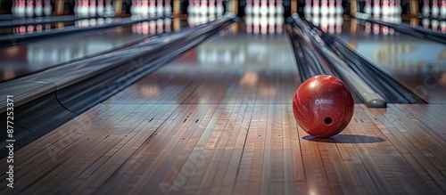 Bowling ball set on the lan...