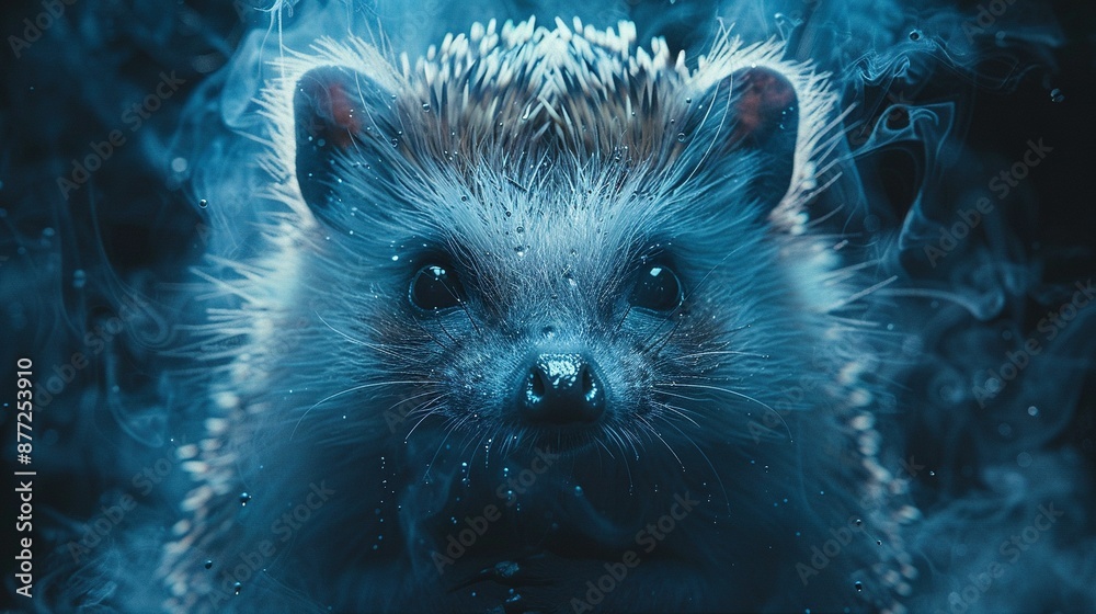 Obraz premium Close-up of porcupine with smoke emanating from its rear end