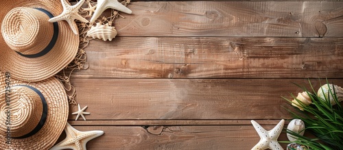 Wooden background with beac...