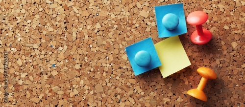 Sticky note with thumbtacks...