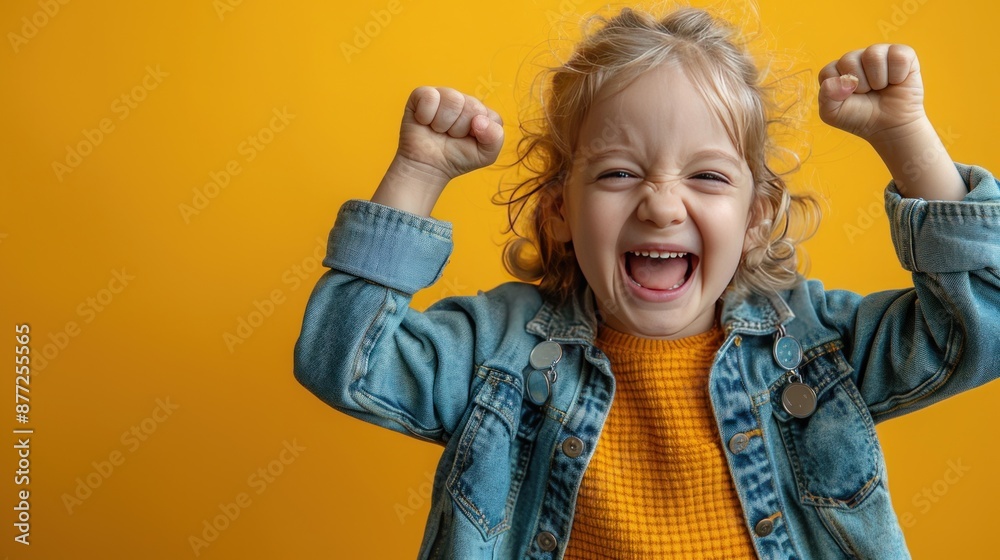 Cheerful Little Girl in a Denim Jacket Cheerful Little Girl in a Denim Jacket