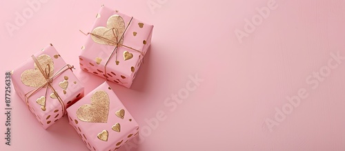 Top view of two pink gift b...