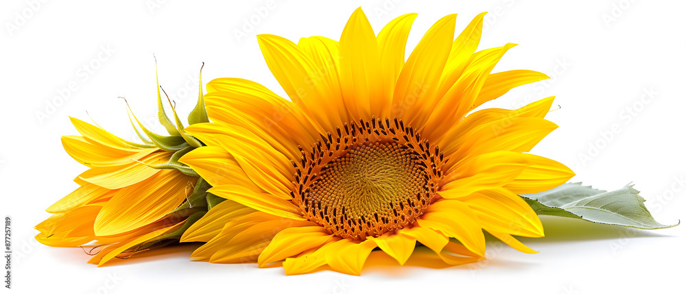 Bright Yellow Sunflower Isolated on White Background Bright Yellow Sunflower Isolated on White Background